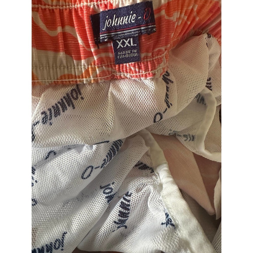 ✨2/$20 Johnnie-O Walpole Wave Print Half Elastic Swim Trunks Coral Reef Mens XXL - Picture 6 of 12